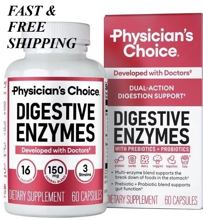 Physician’s CHOICE Digestive Enzymes – Multi Enzymes, Organic Prebiotics – 60 CT