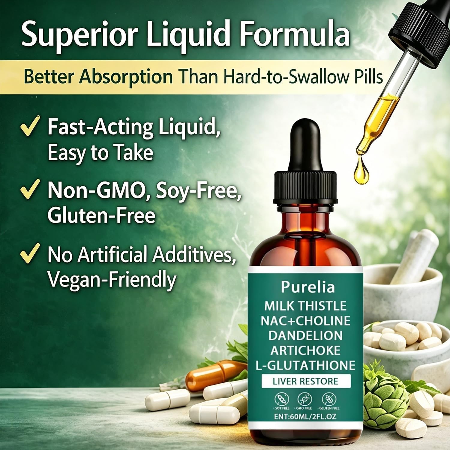Purelia Liver Restore – Complete Support Supplement 2 Fl Oz (Pack of 1)