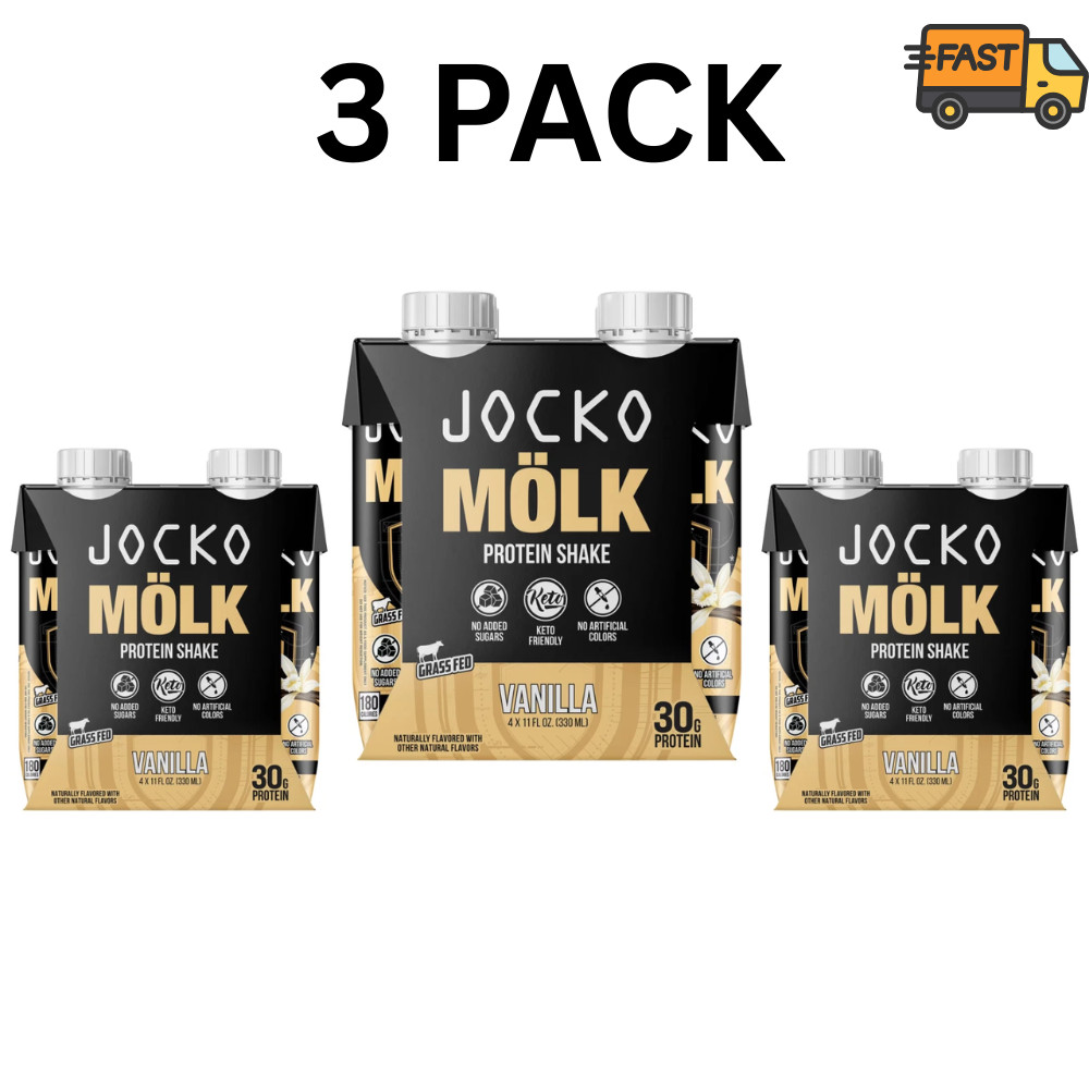 Jocko Fuel Vanilla Protein Shake 11oz 3 Pack 30g Protein RTD Gym Drink