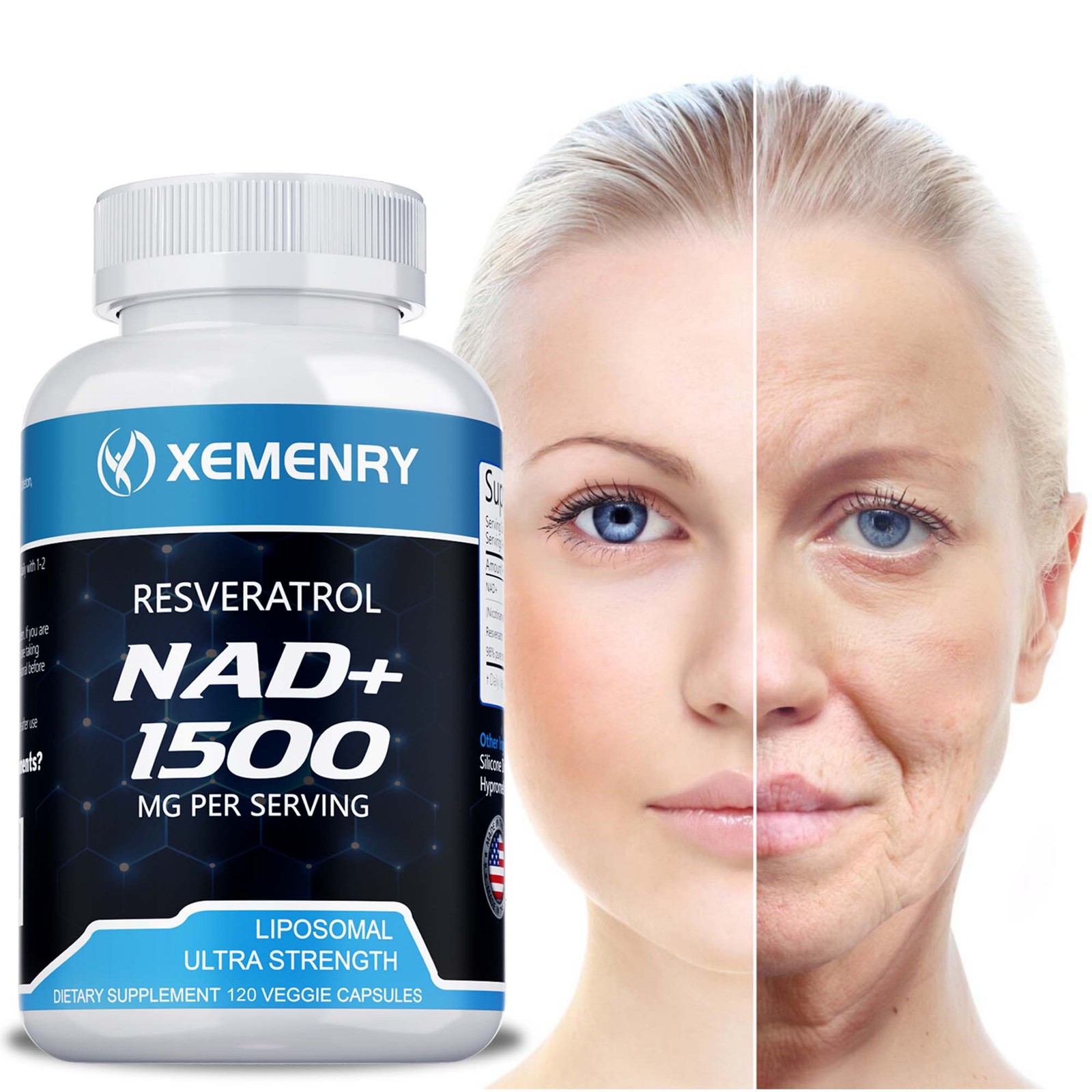 NAD+ 1500mg – Resveratrol, DNA Repair, Heart & Anti-aging Antioxidant Supplement