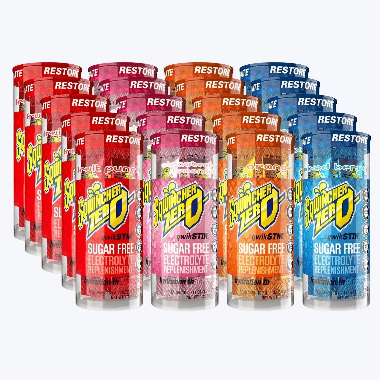 Sqwincher Qwik Stik Zero 200 Pack Electrolyte Drink Mix Assorted Flavors