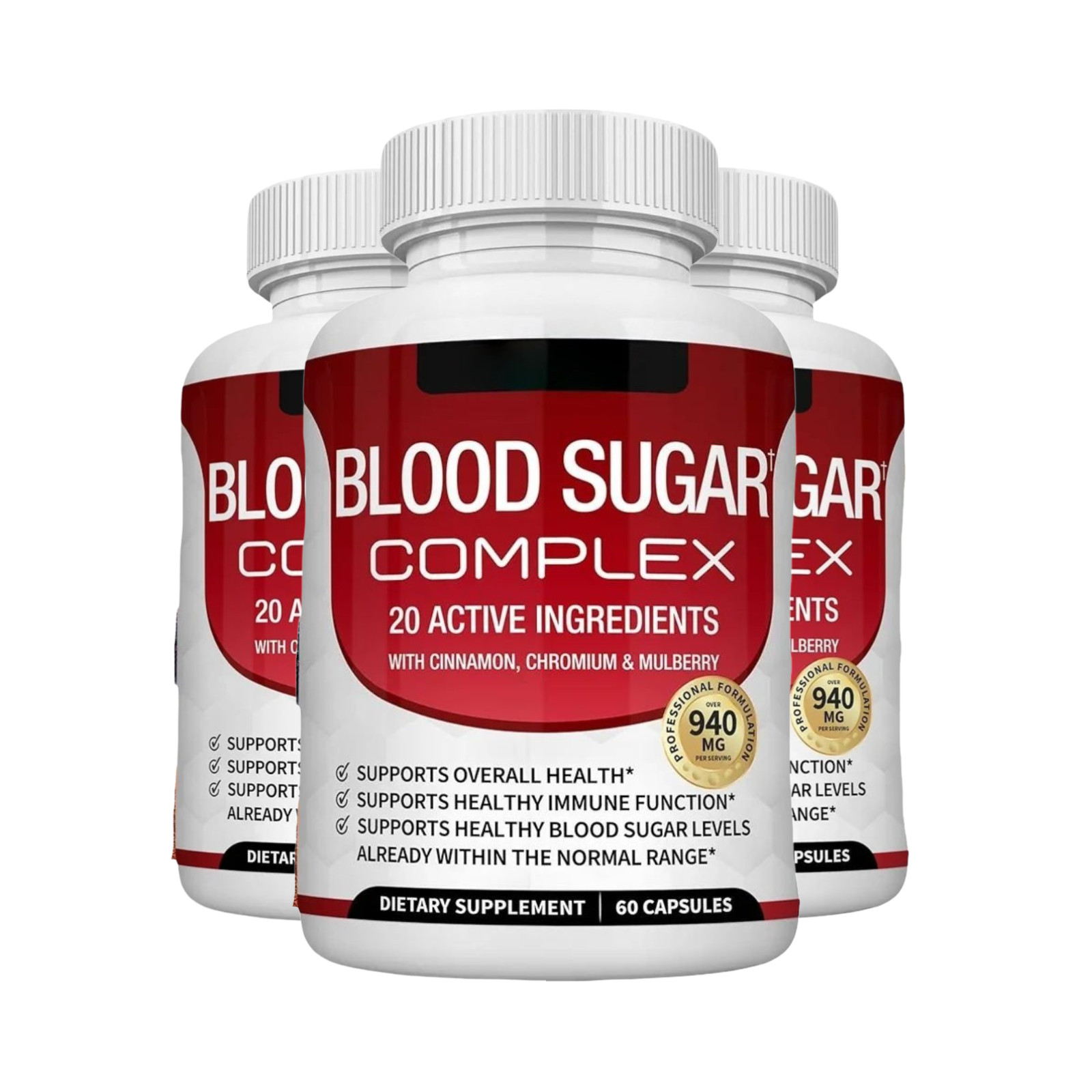 3-Pack Blood Sugar Complex – Sugar Plant-based Blood Daily Capsules Support