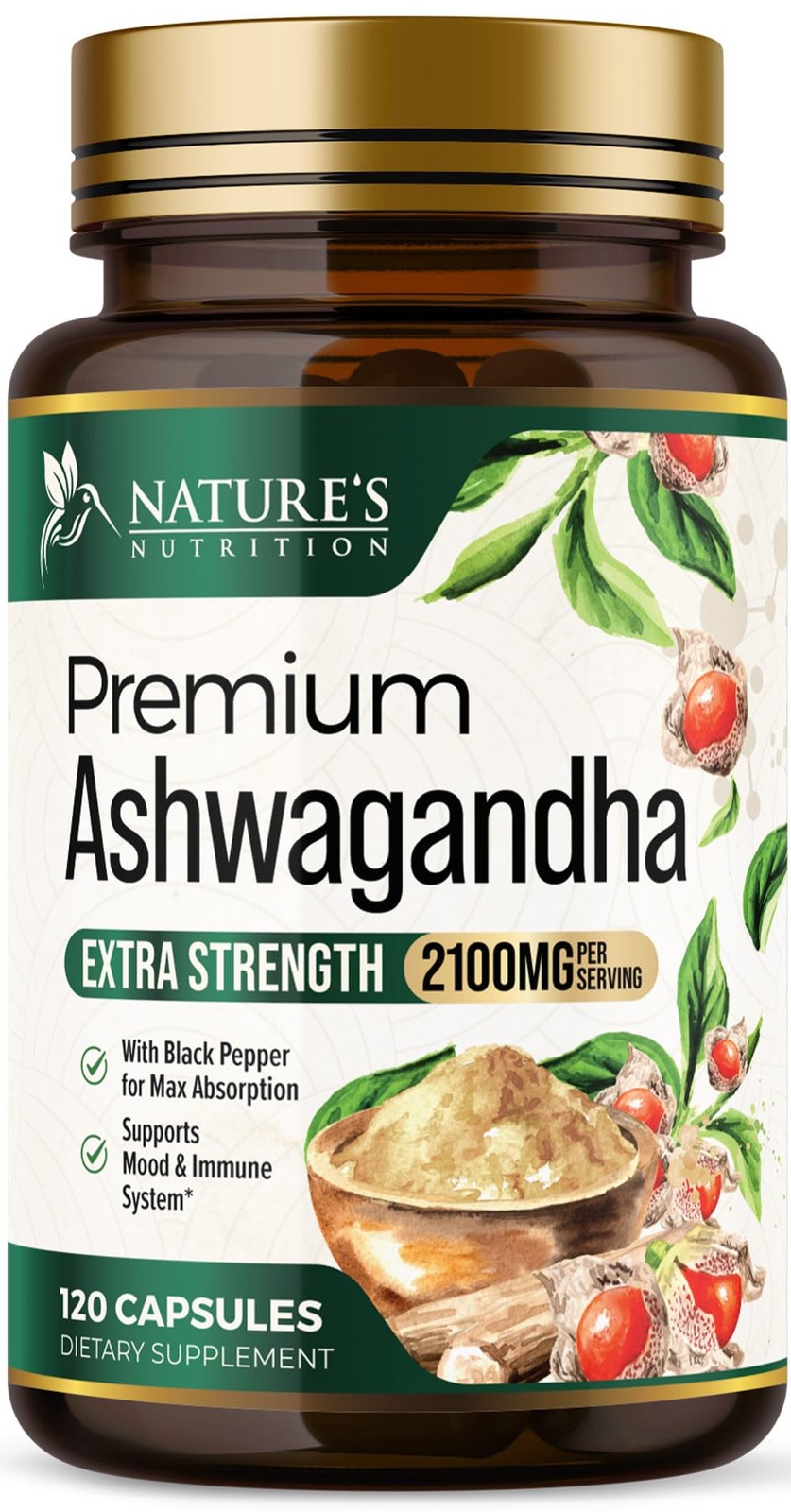 Ashwagandha Supplements – Premium Capsule 120 Count (Pack of 1)
