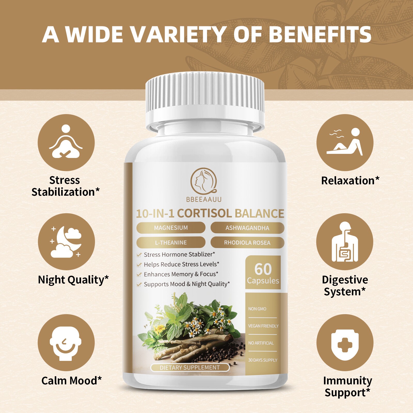 Cortisol Supplements Cortisol Blocker Stress Relief Sleep Aid Adrenal Support