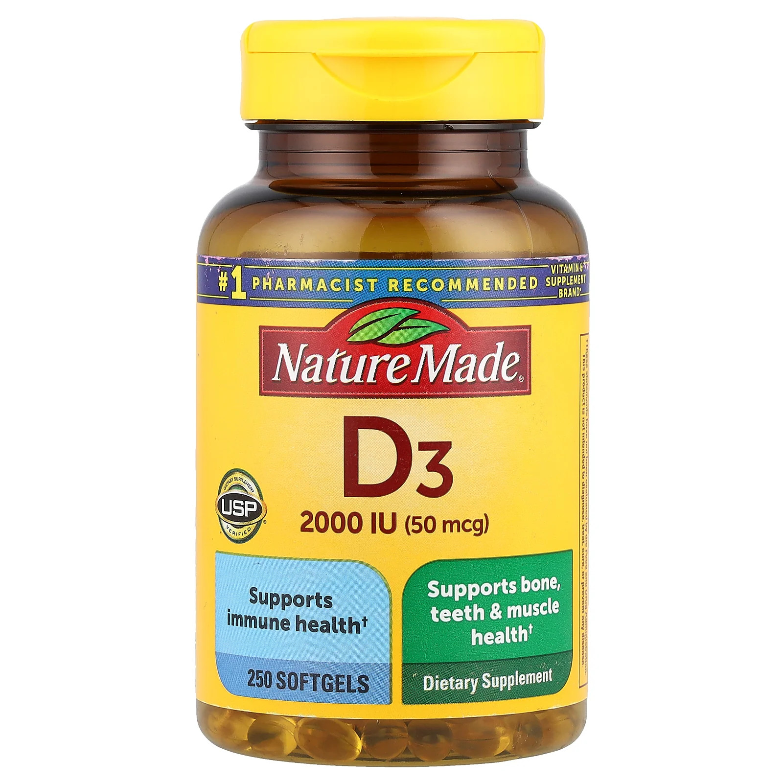 2 X Nature Made, Vitamin D3, 50 mcg (2,000 IU), 250 Softgels