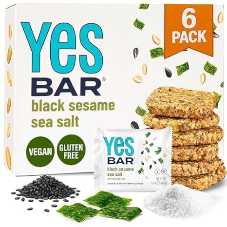 YES Nut Bars – Black Sesame Sea Salt – Healthy Vegan Snack – 6 Count