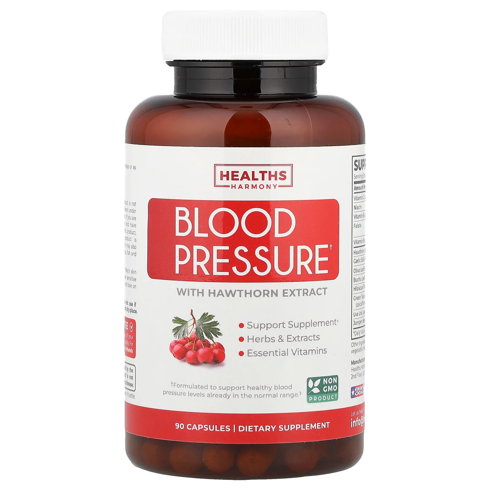 2 X Healths Harmony, Blood Pressure with Hawthorn Extract, 90 Capsules