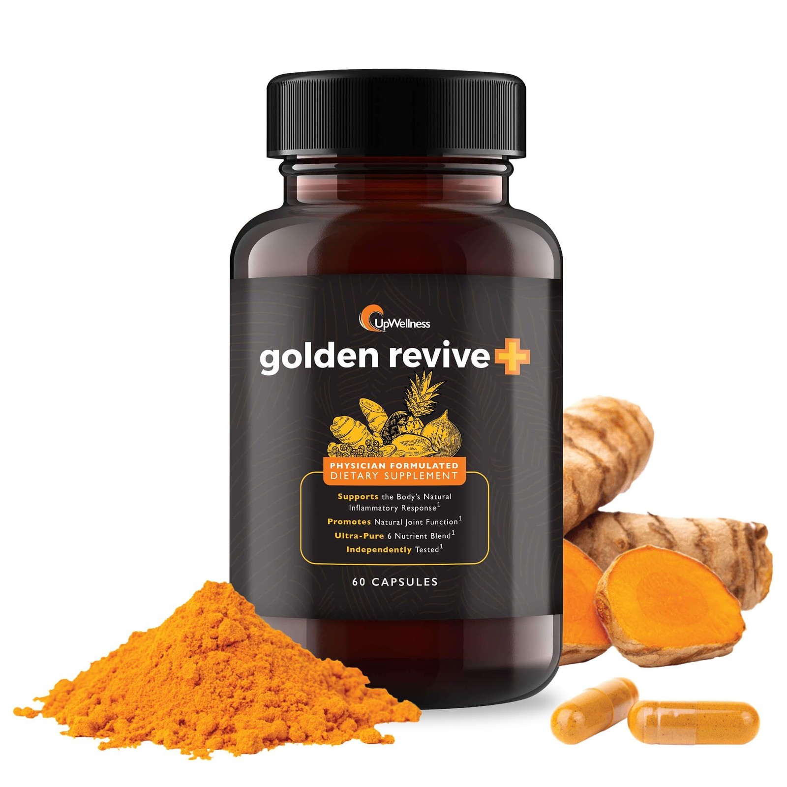 Golden Revive Plus Joint Supplement Turmeric Curcumin Support 60 Capsules