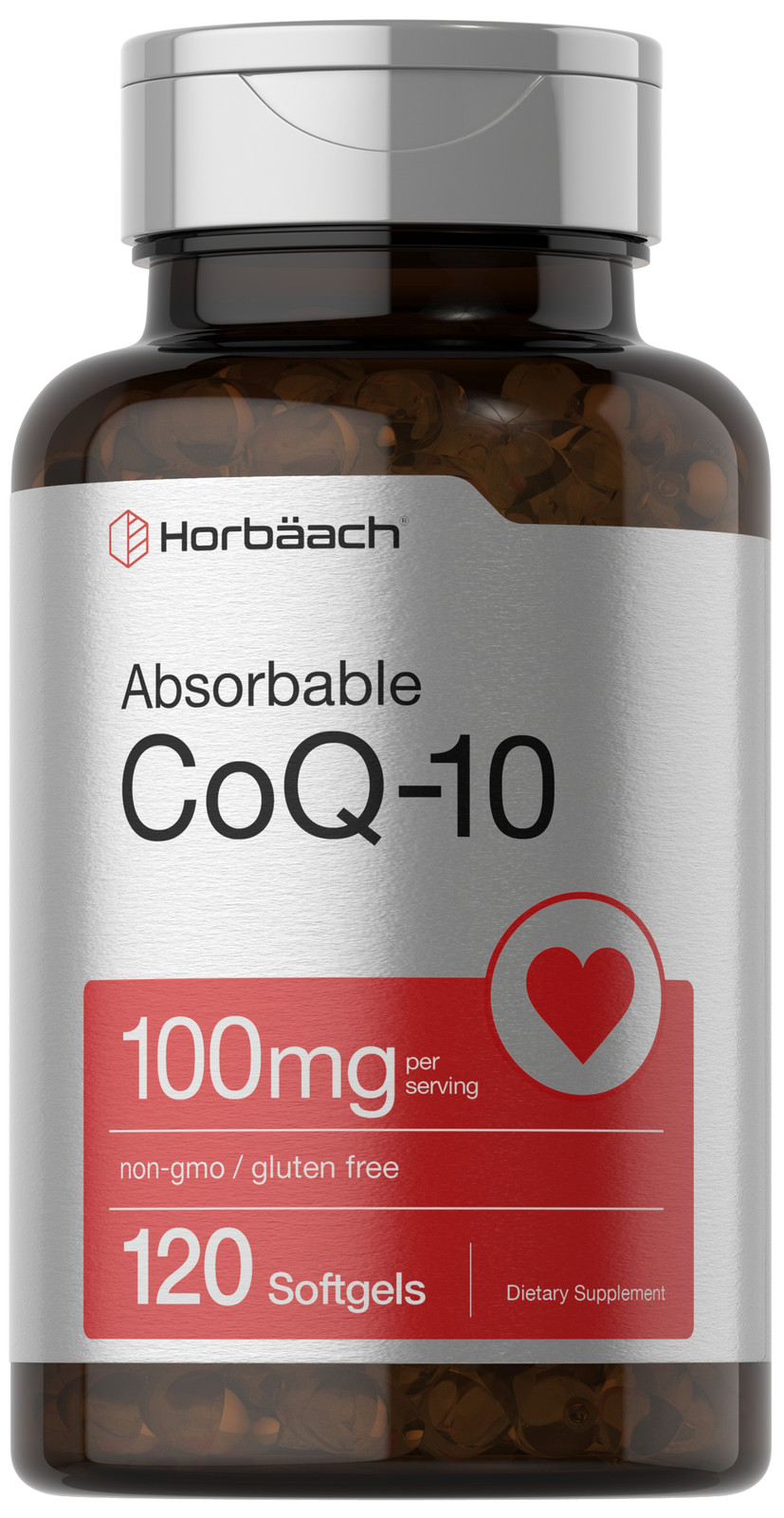 CoQ10 100mg Softgels | 120 Count | Non-GMO and Gluten Free | By Horbaach