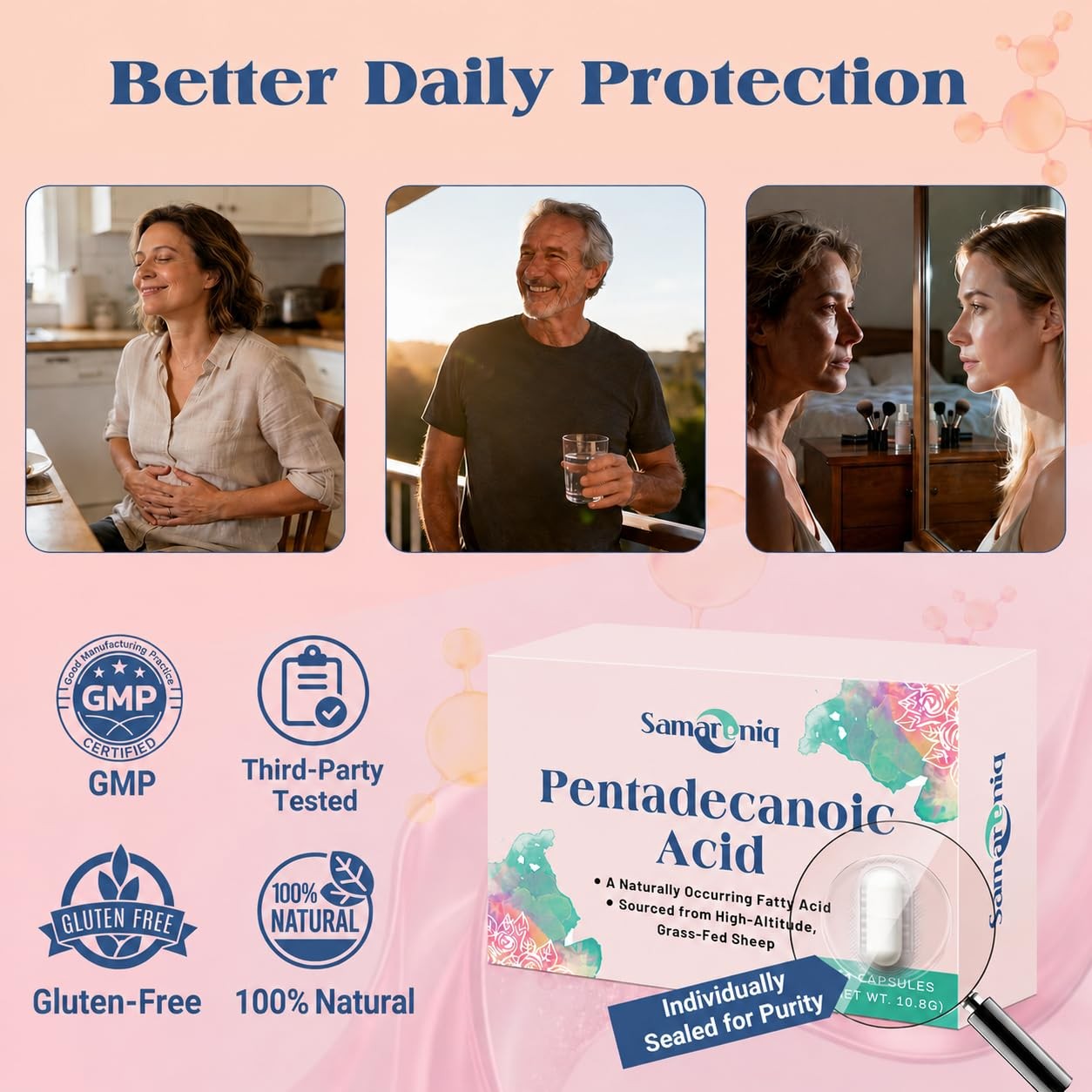 Samareniq Pentadecanoic Acid Supplement | 300mg C15:0 36 Count (Pack of 1)