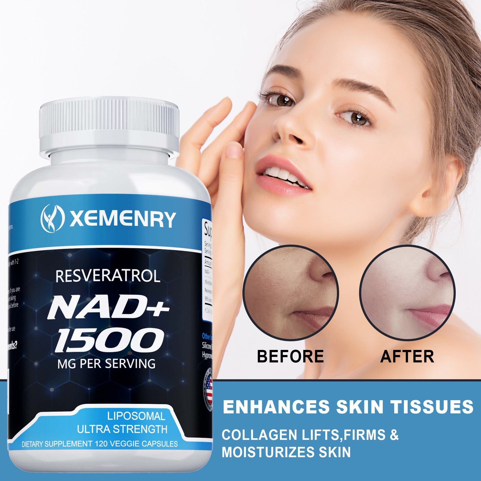 NAD+ 1500mg – Resveratrol, DNA Repair, Heart & Anti-aging Antioxidant Supplement