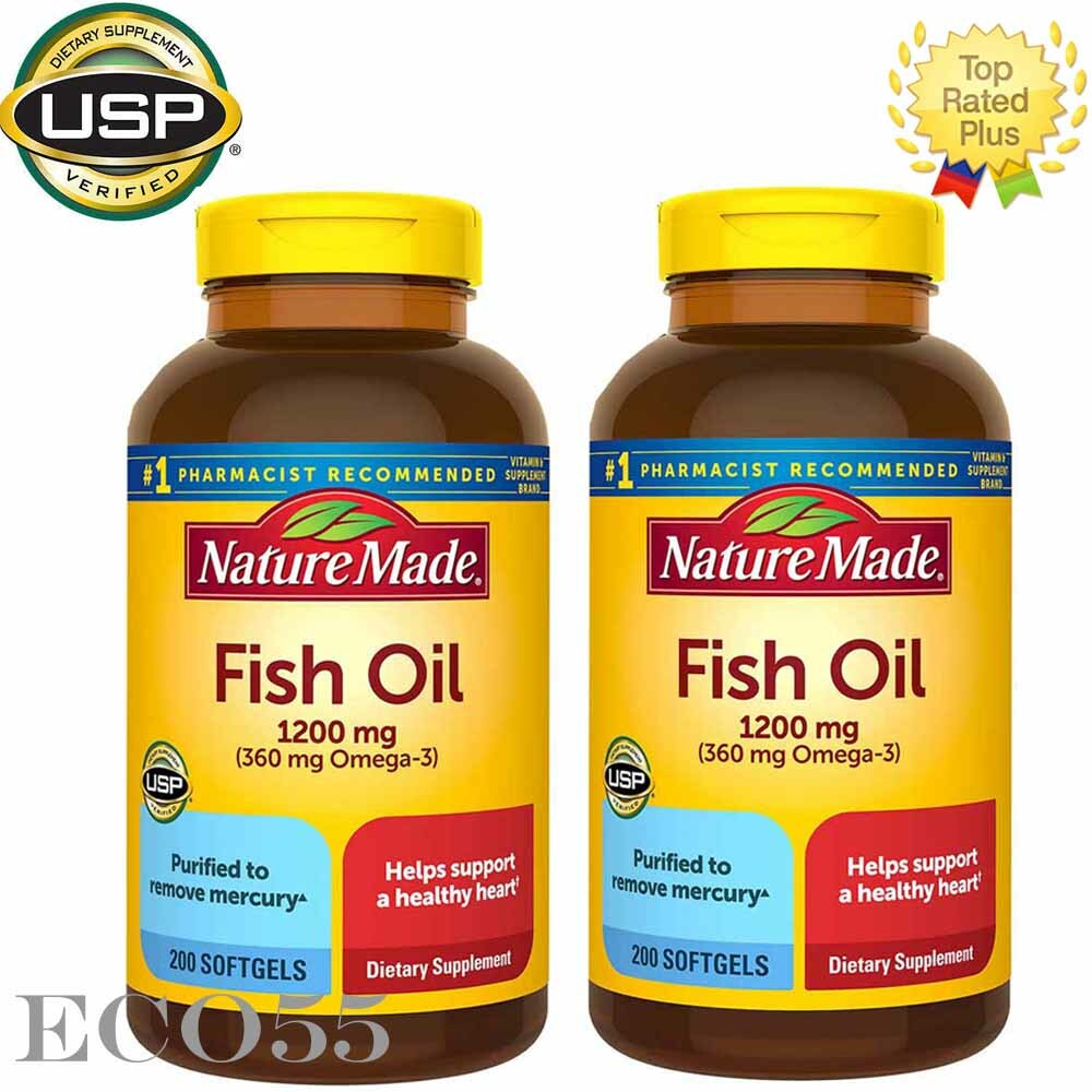 Nature Made Fish Oil 1200 mg OMEGA-3 360mg 400 Softgels, 2 bottles