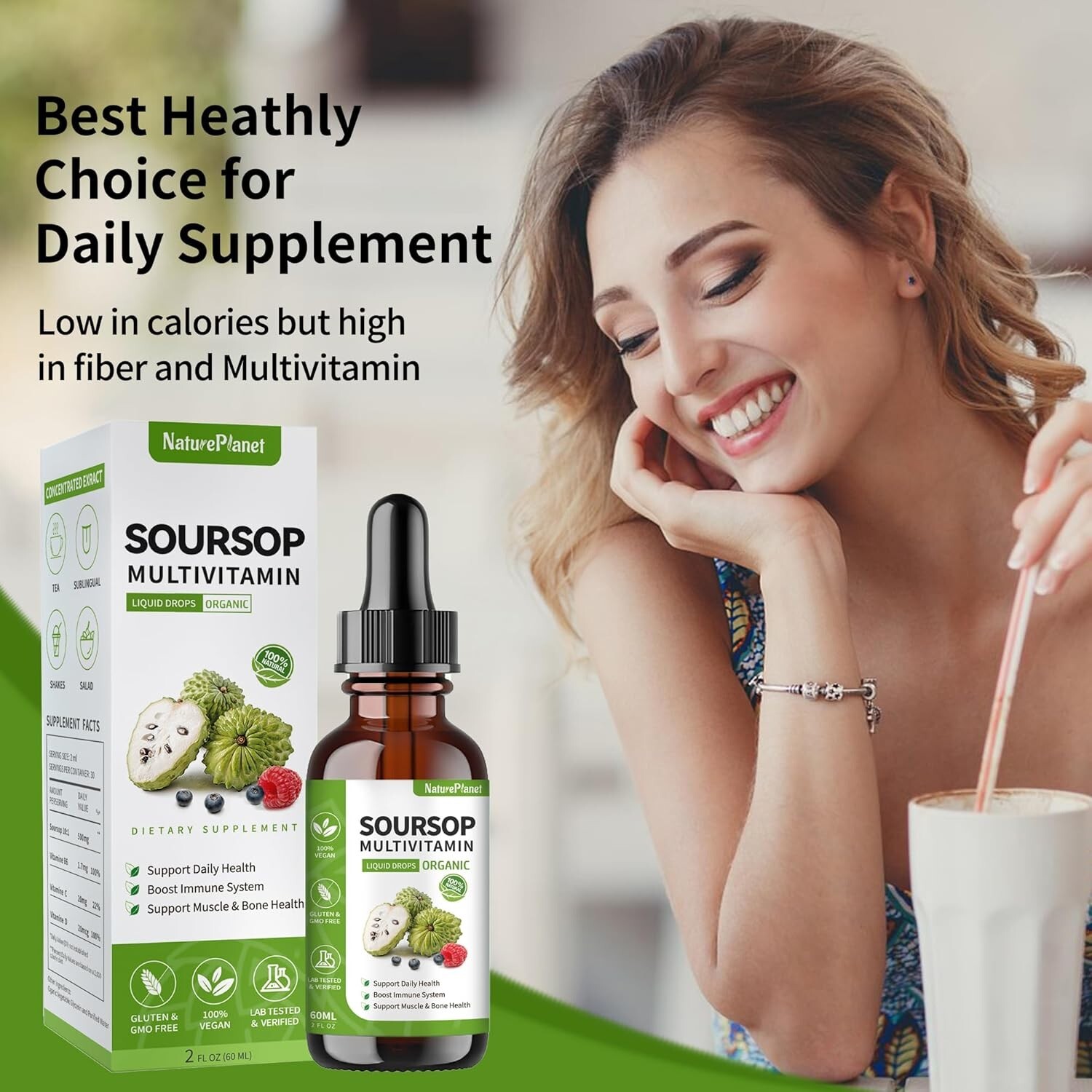 Soursop Multivitamin Liquid Drops, Bitters 2 Fl Oz (Pack of 1)