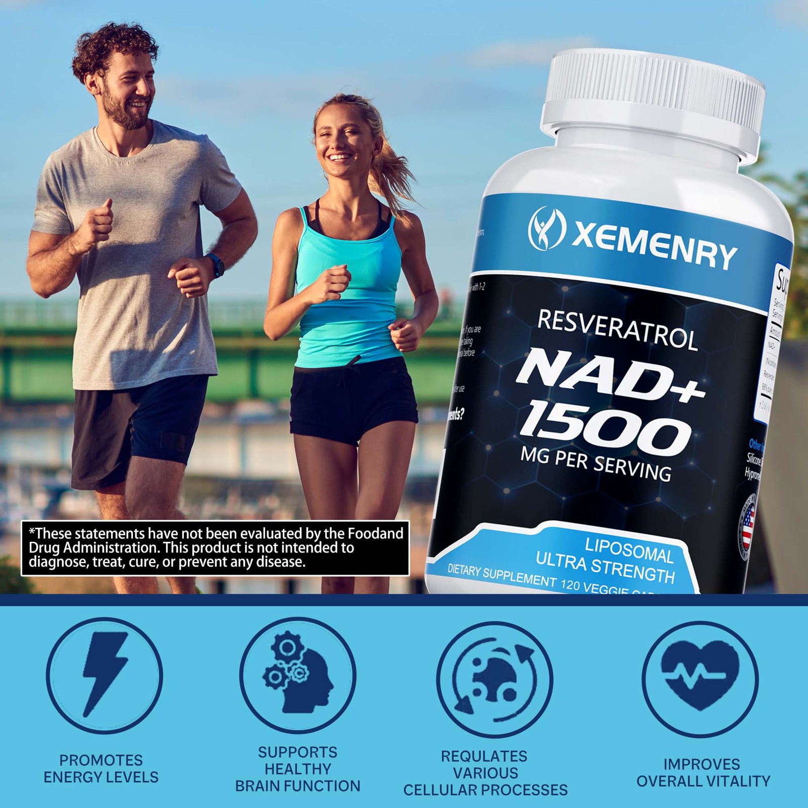 NAD+ 1500mg – Resveratrol, DNA Repair, Heart & Anti-aging Antioxidant Supplement