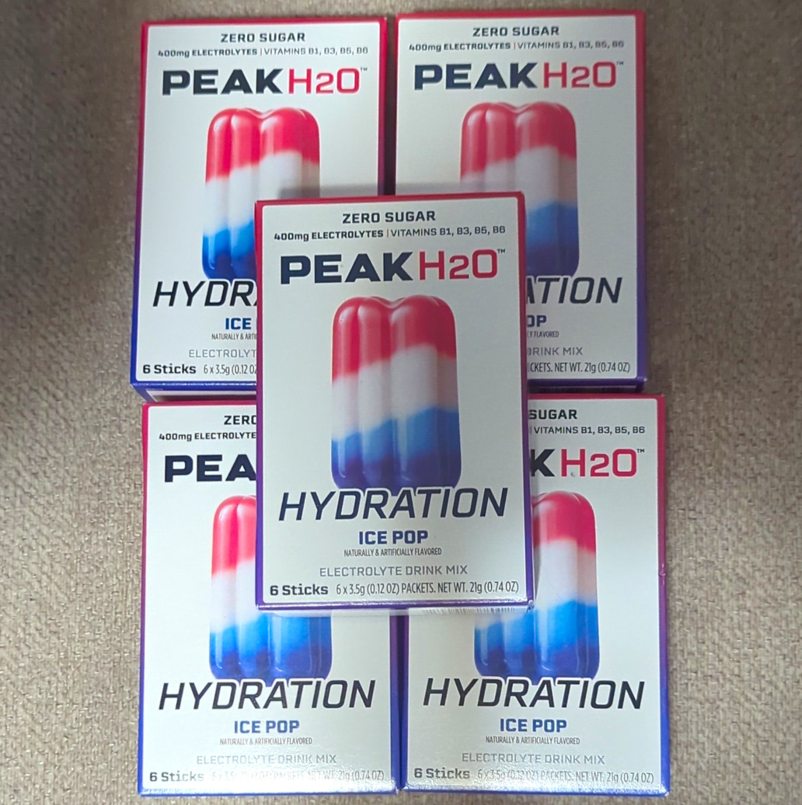 PEAK H2O Ice Pop Zero Sugar Electrolyte Hydration Drink Mix Powder 6 Sticks