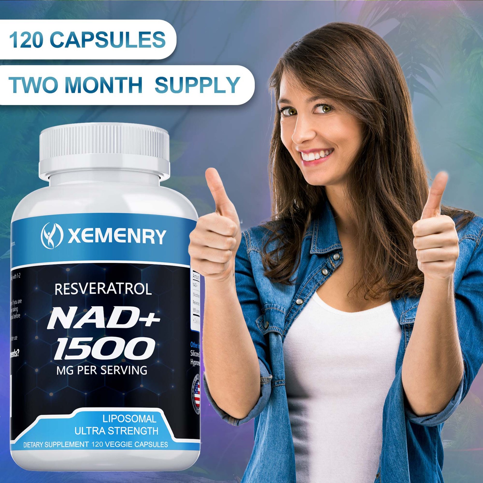 NAD+ 1500mg – Resveratrol, DNA Repair, Heart & Anti-aging Antioxidant Supplement