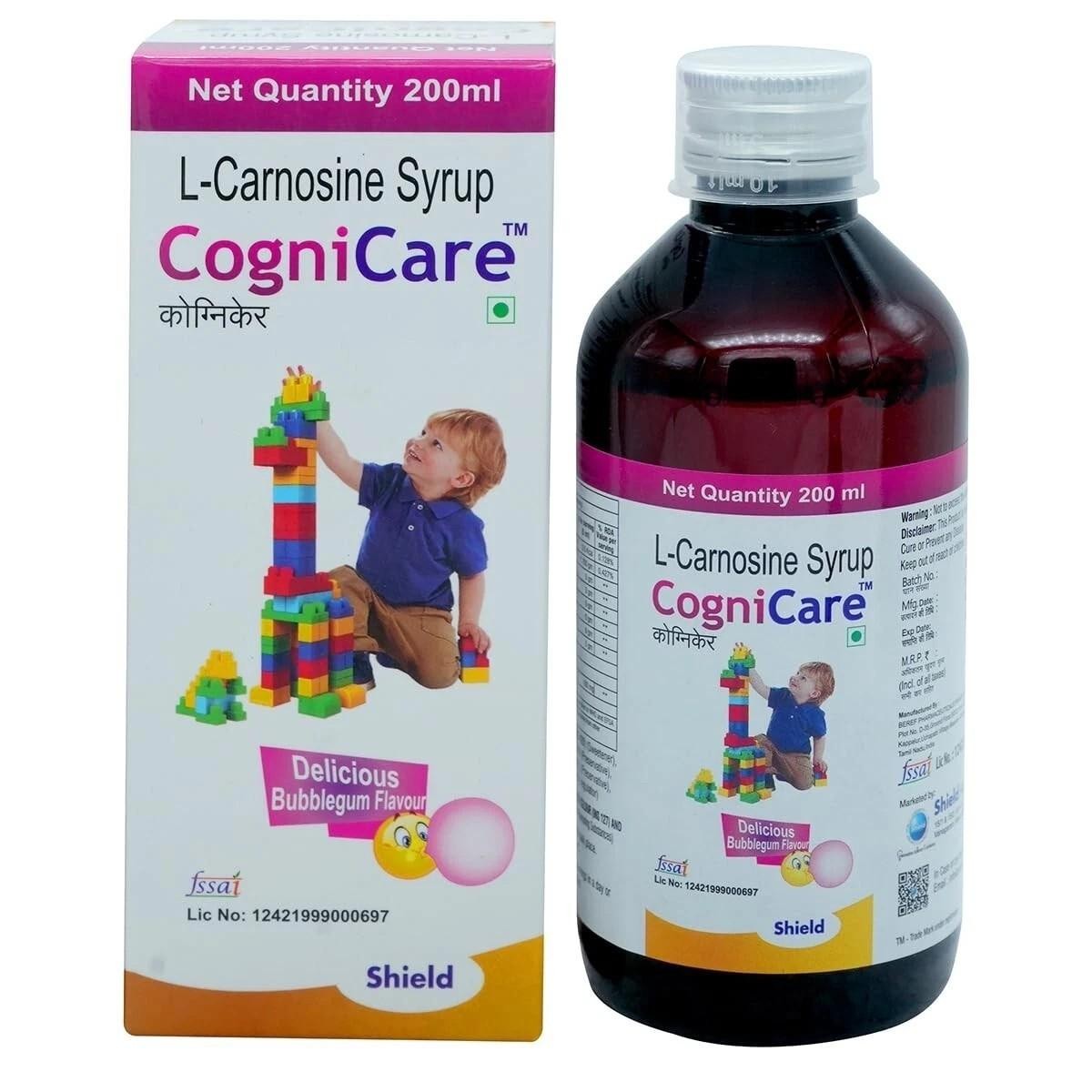 Shield Cognicare L-Carnosine Syrup (200ml) Bubblegum Flavor