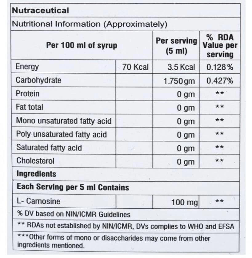 Shield Cognicare L-Carnosine Syrup (200ml) Bubblegum Flavor