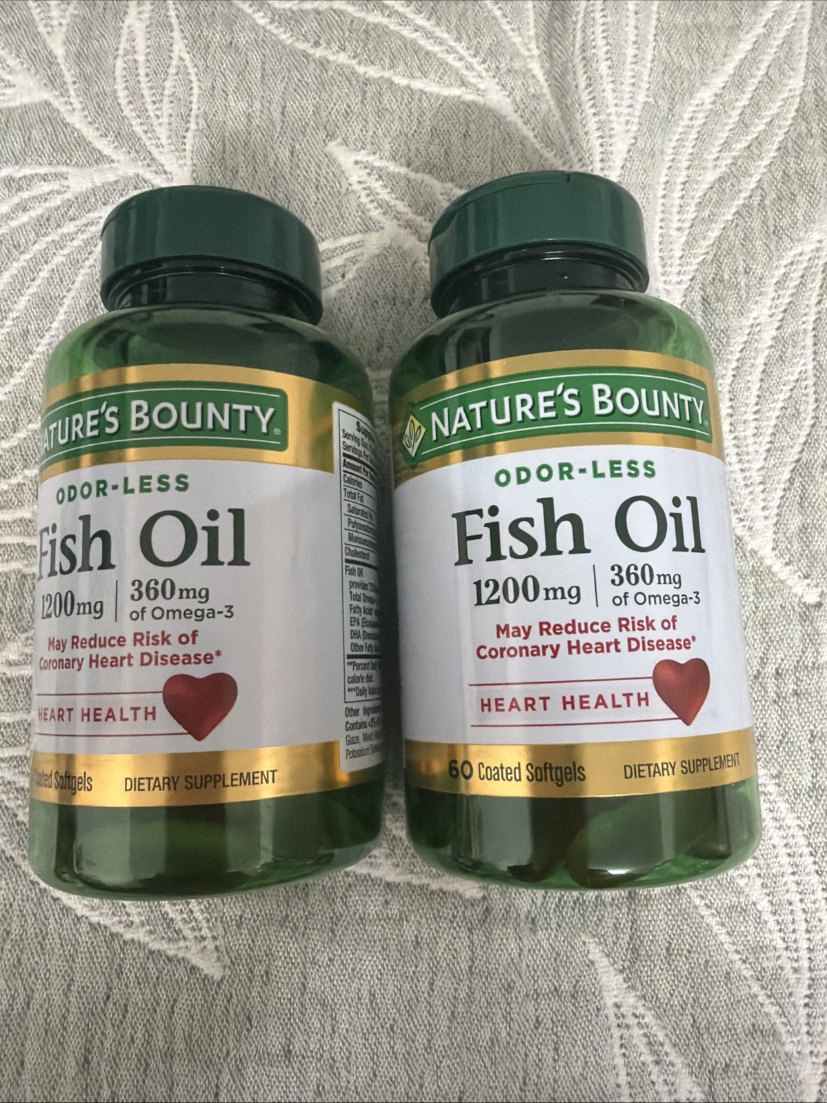 Nature’s Bounty 120 Pack Fish Oil 1200 mg Supplements Heart Health BB 07/26 2PK
