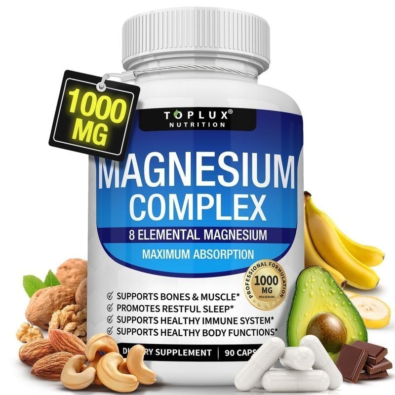Magnesium supplement: Pills complex of 1000mg 8-element magnesium, 90 High-Qu…