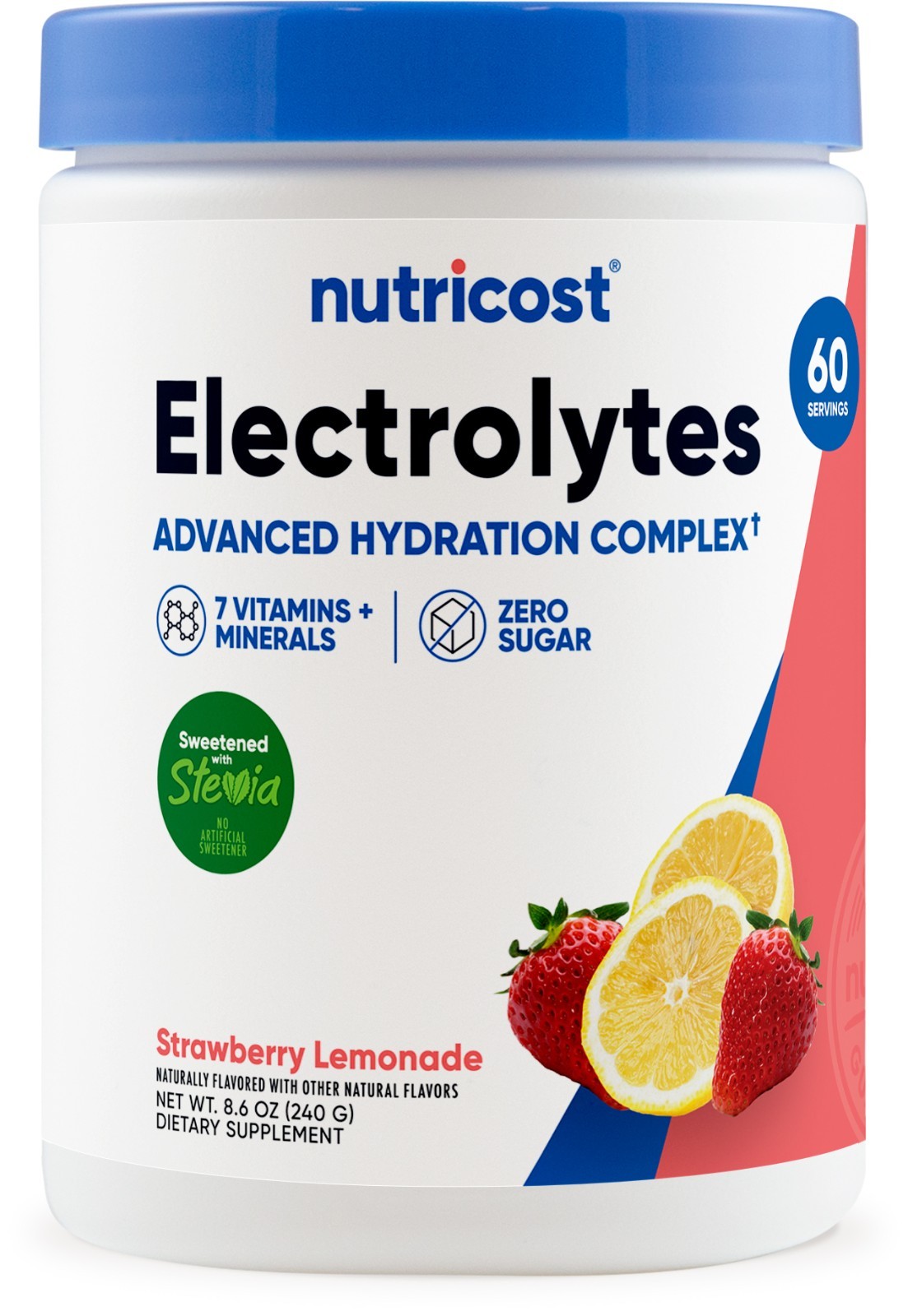 Nutricost Electrolytes Complex Powder (Strawberry Lemonade) 60 Servings – Stevia