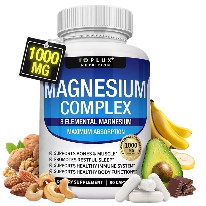 3/2X Toplux Nutrition Magnesium Complex 8 Elemental Magnesium 1000mg Supports