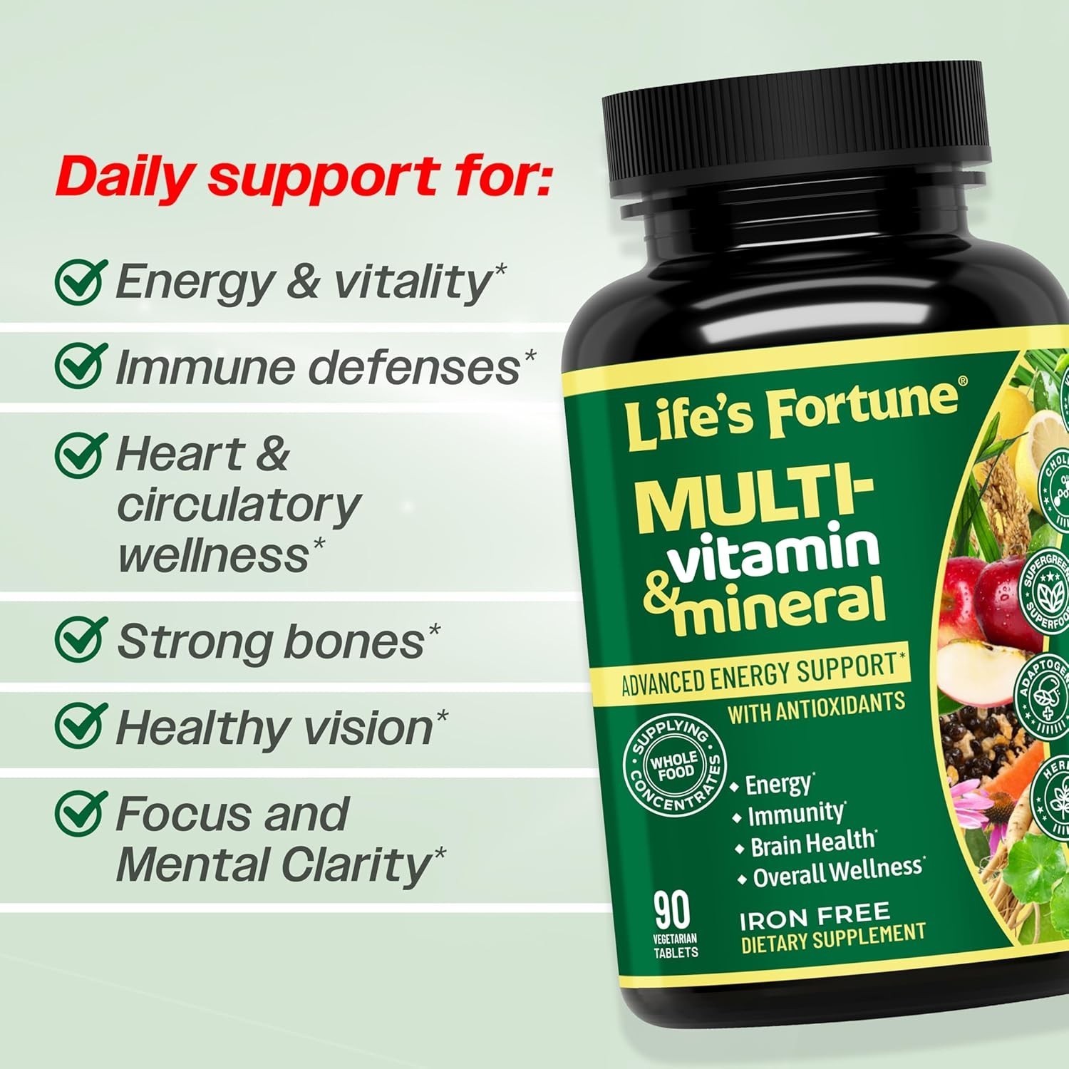Life’s Fortune Multivitamin & Mineral 60 Tablets All Natural Energy Source …