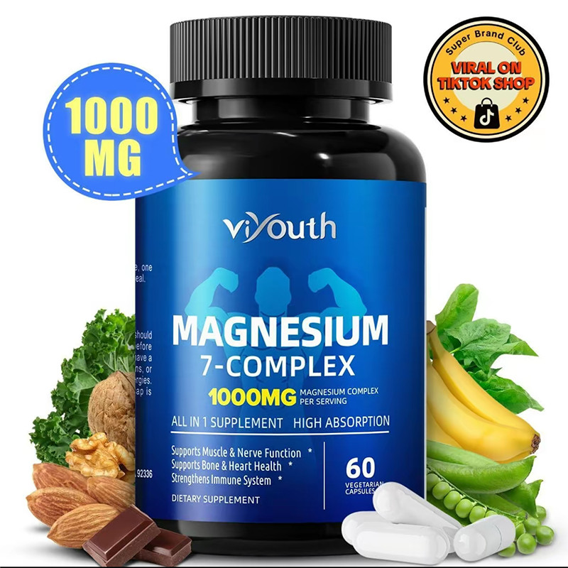Magnesium Viyouth Bone Complex 60 Capsules, Supports Sleep & 7 Health, 1-3 Pack