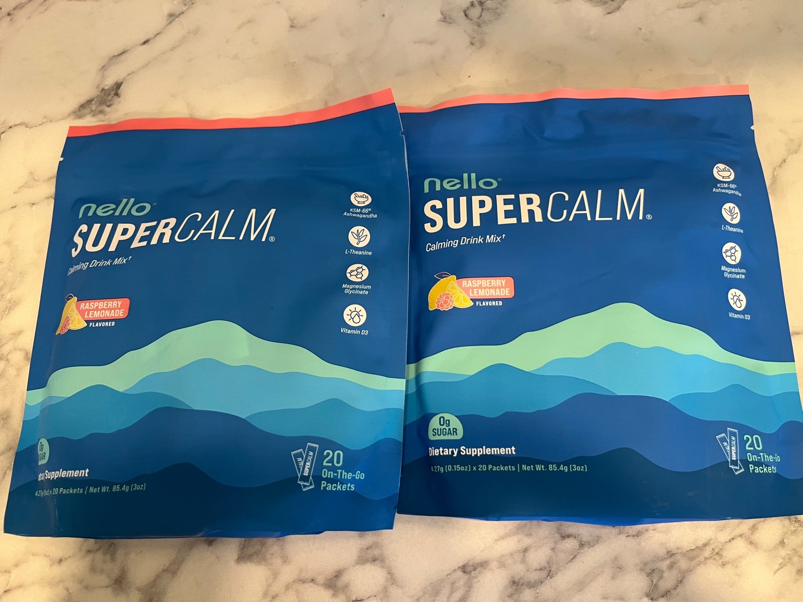 Nello Supercalm Calming Drink Powder Mix Raspberry Lemonade 20 ct 2 Pack US