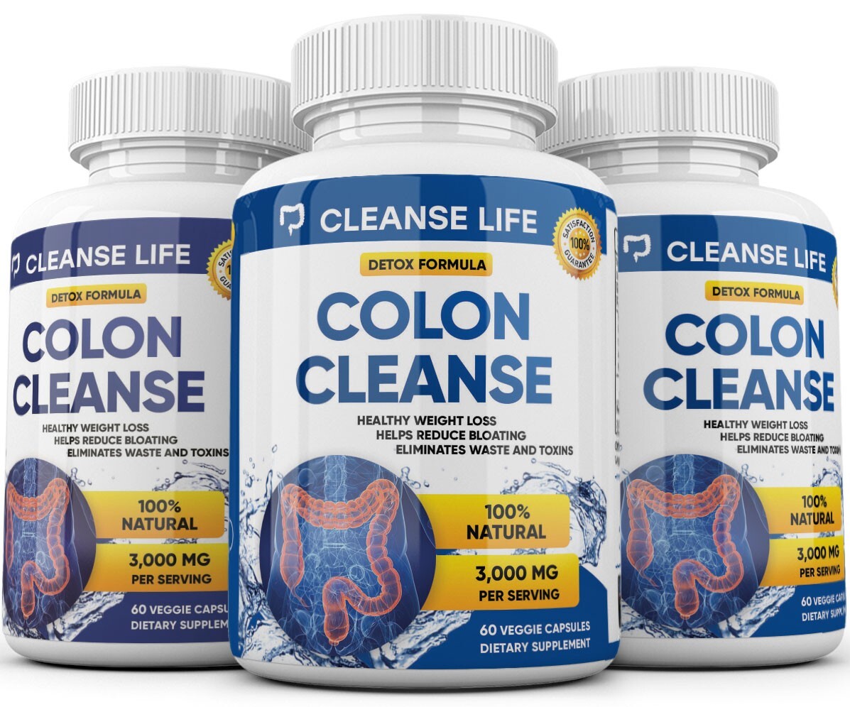 3 x Colon Cleanse 3000mg Organic Herbs Pounds Lose Weight Detox ELIMINATES WASTE