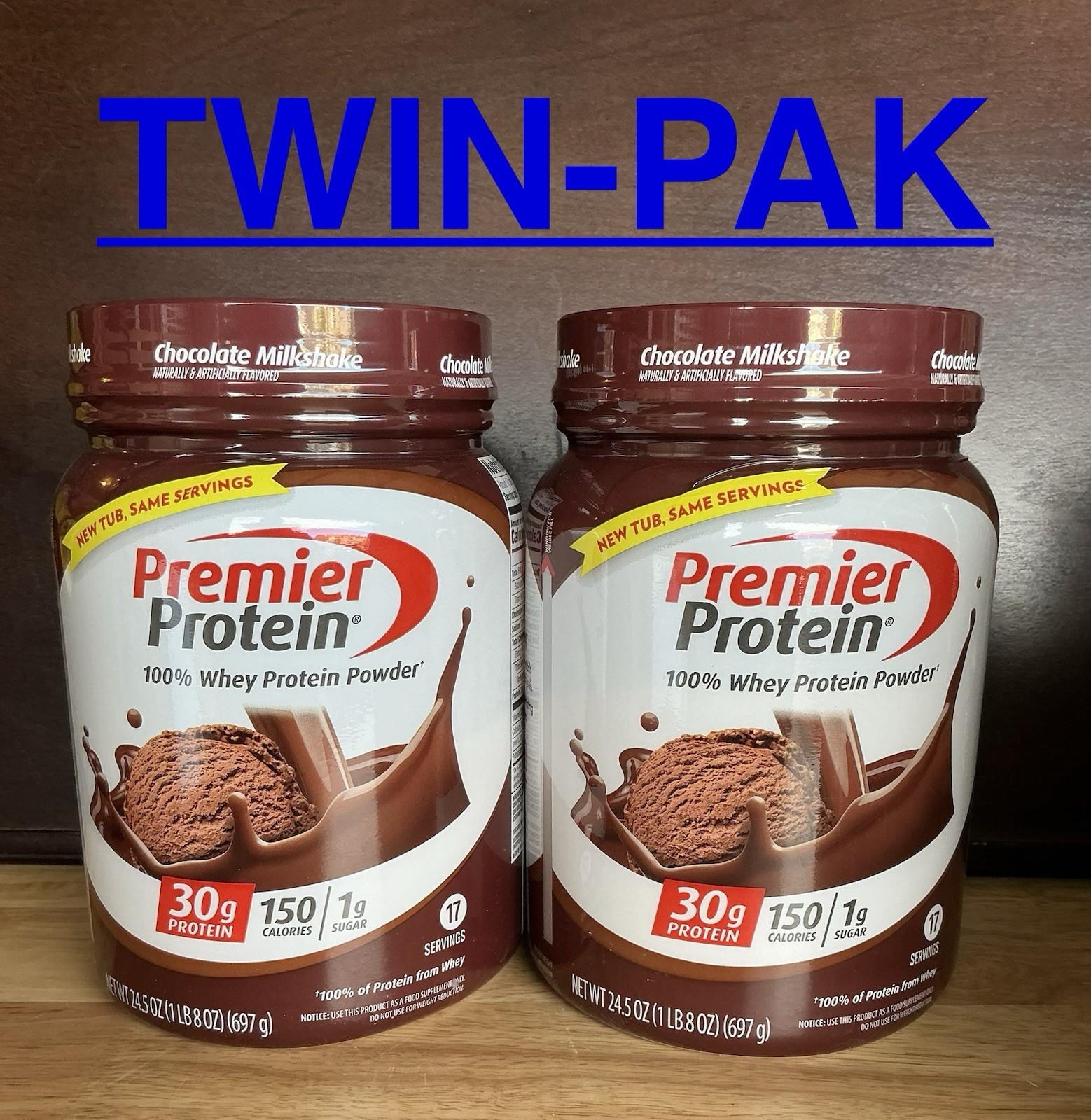 TWIN-PAK. Premier Protein Whey Protein Powder Chocolate 1.5lb (6/26)