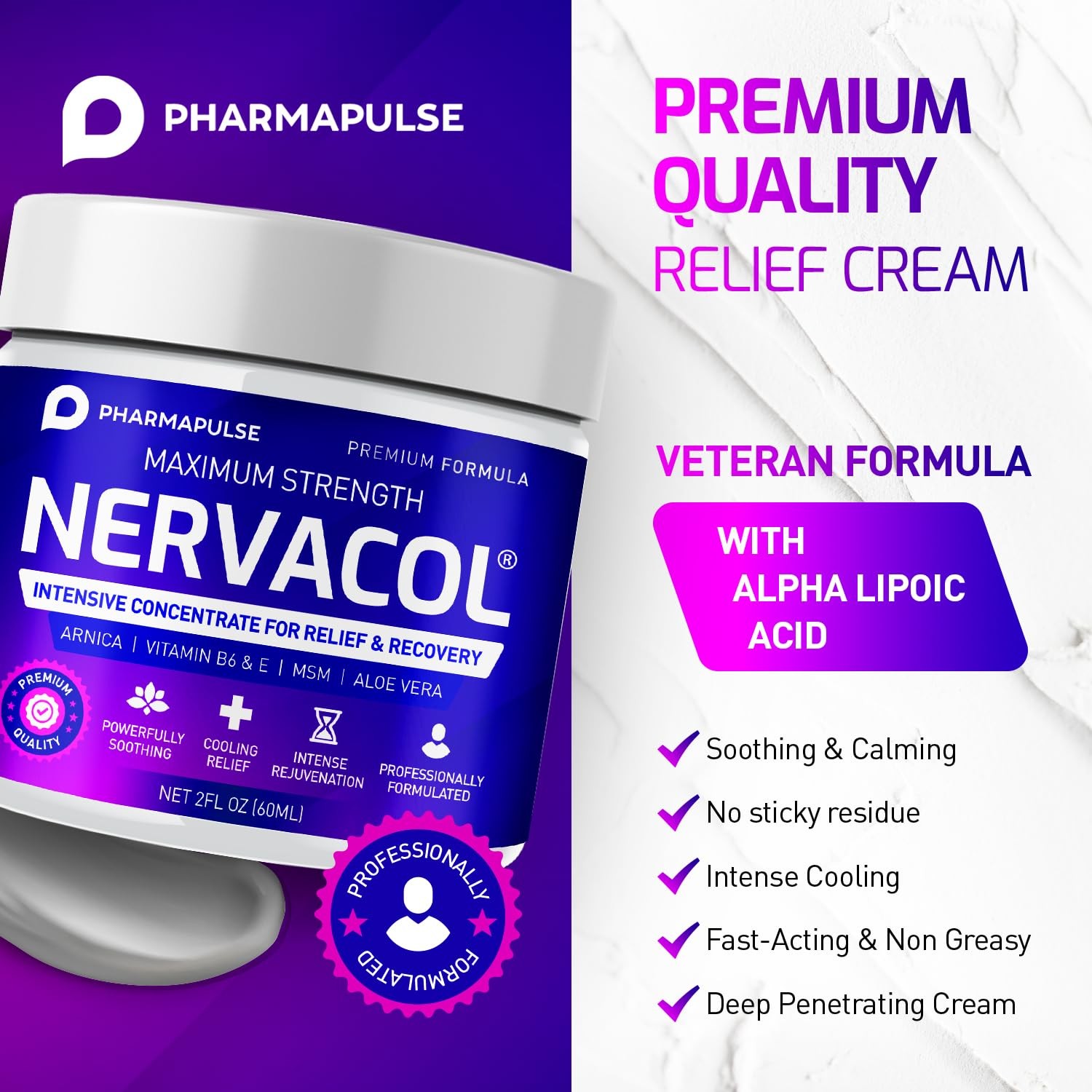 Pharmapulse Neuropathy Cream – Maximum Strength 2 Fl Oz (Pack of 1), White
