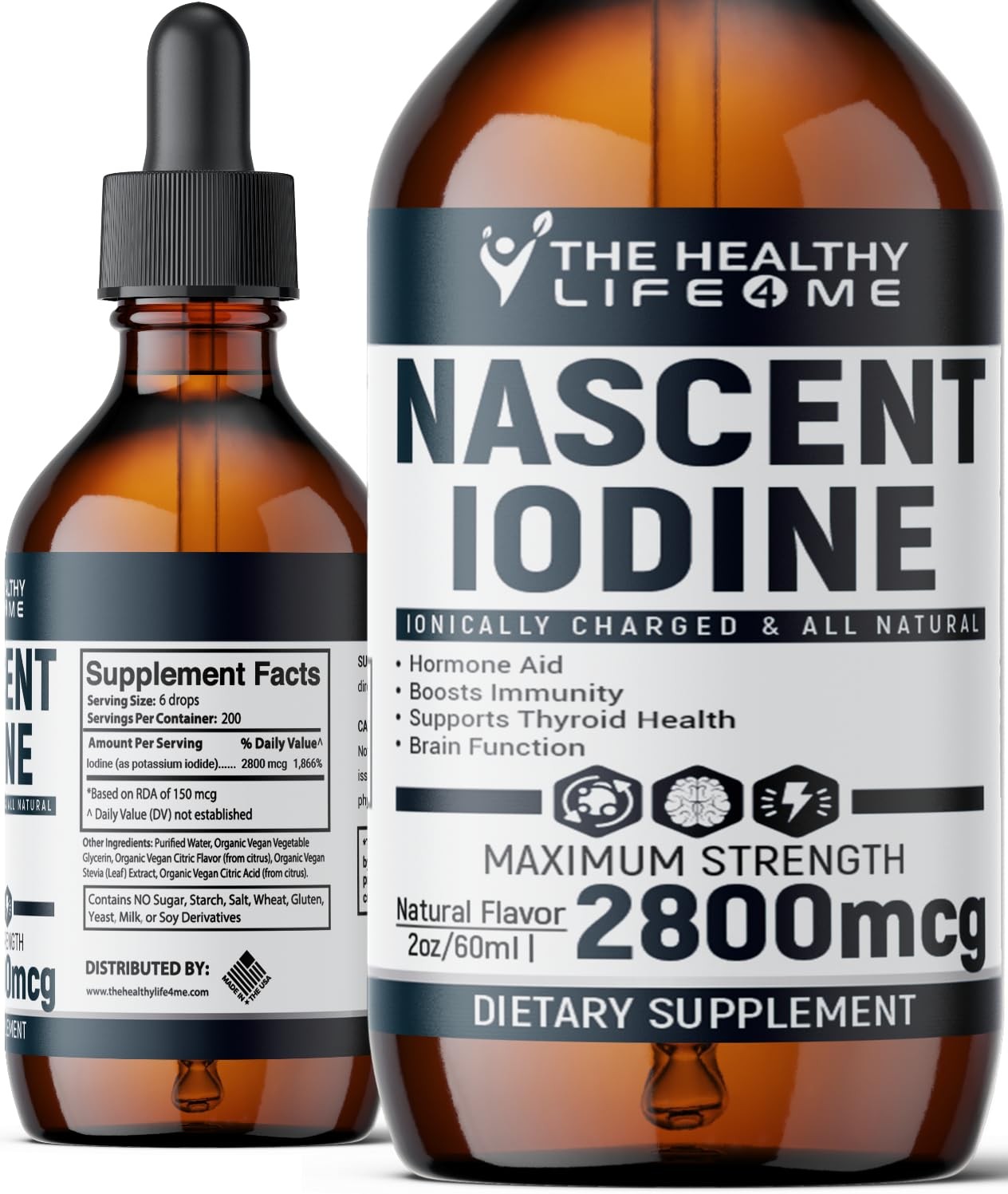 Nascent Iodine Supplement | 2800mcg | Potassium 2 Fl Oz (Pack of 1), Clear