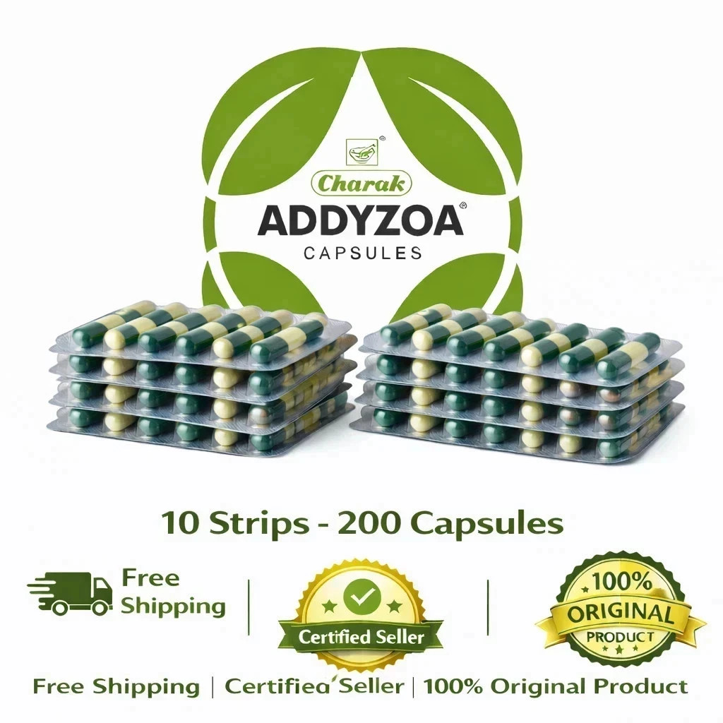 Charak Addyzoa Capsules 10 Strips (200 Capsules) | Herbal Reproductive Wellness