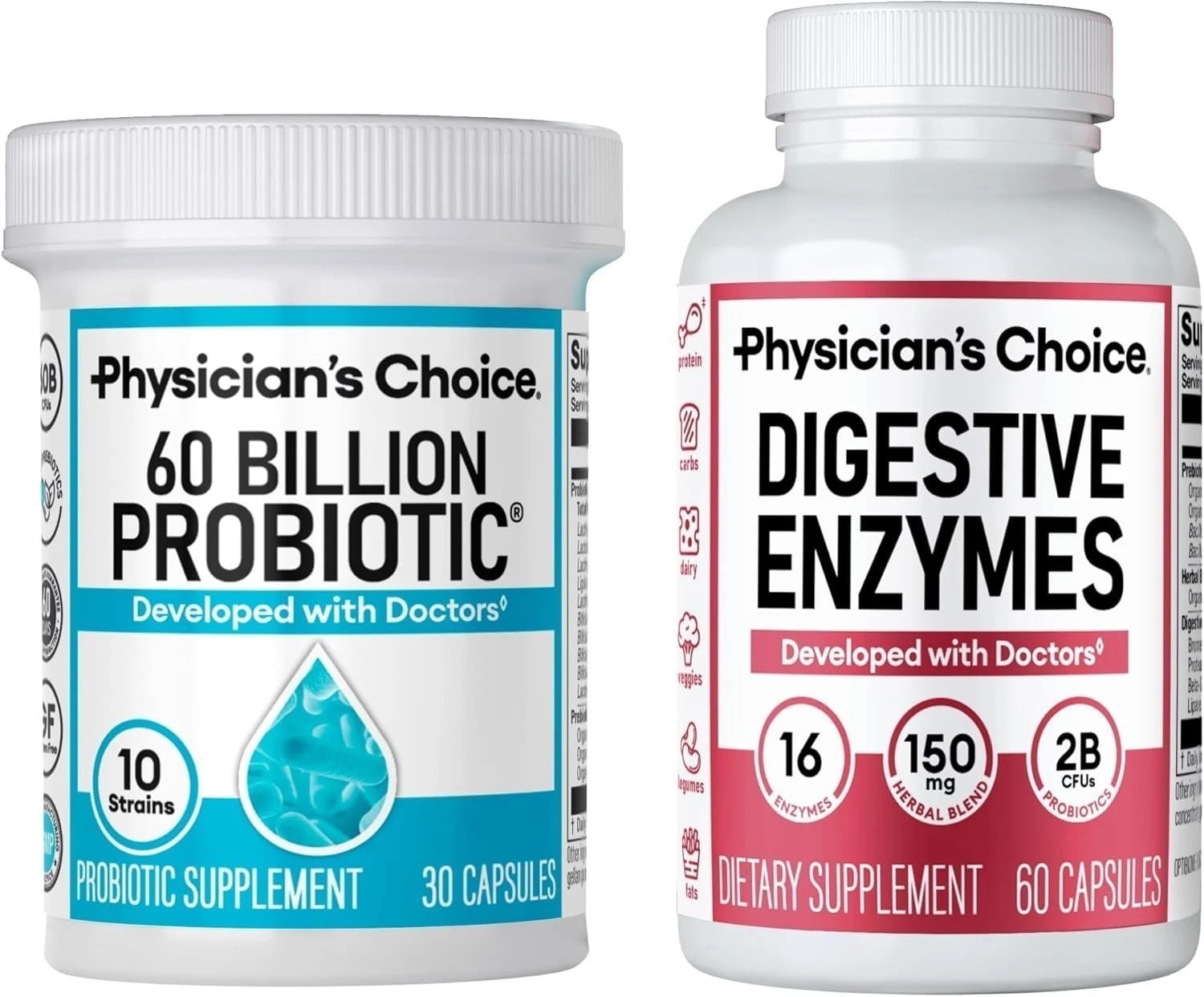 Choice 60 Digestive Probiotic & Billion Enzymes Digestive Health HOT Physician’s