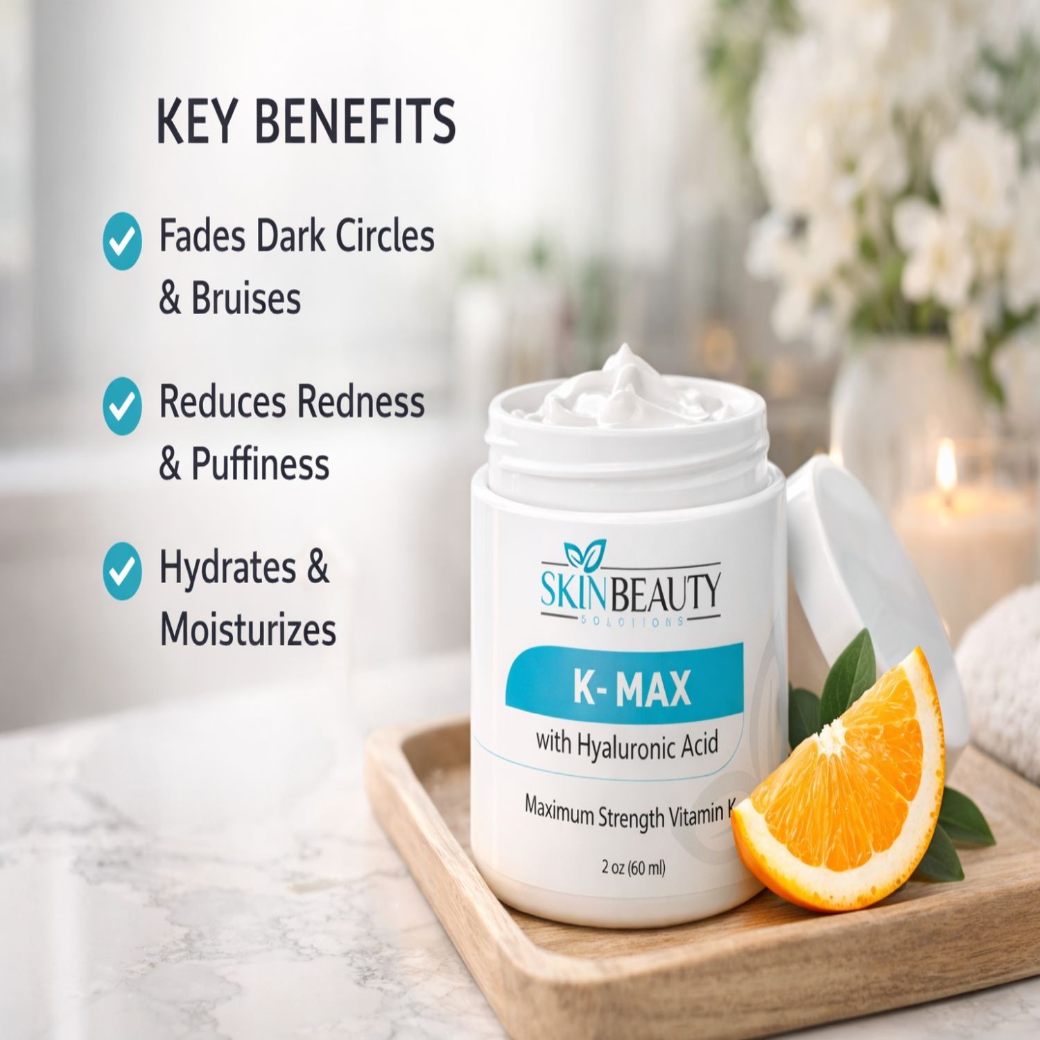 K-Max -All Natural Maximum Strength Vitamin K Cream Treats Spider Varicose Veins