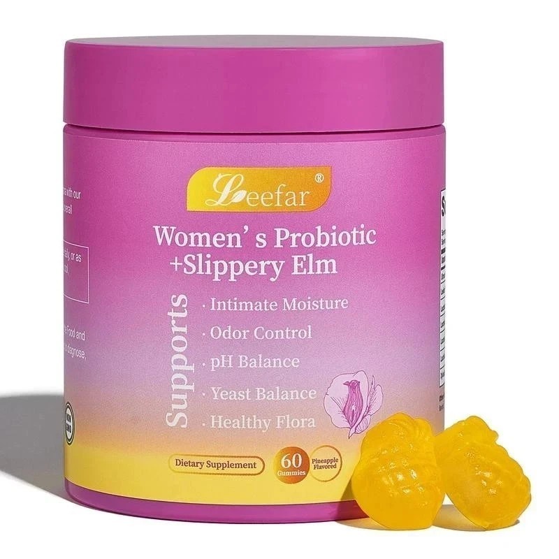 NEW Leefar Women’s Probiotic Slippery Elm Pineapple – 60 gummies