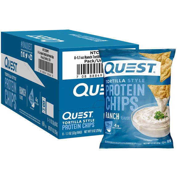 Quest Ranch Protein Chips Tortilla Style High Protein Snacks 8 ct 1.1 oz
