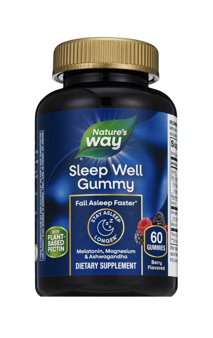 Nature’s Way Sleep Well Gummy 60ct Berry Melatonin Magnesium Ashwagandha Vegan