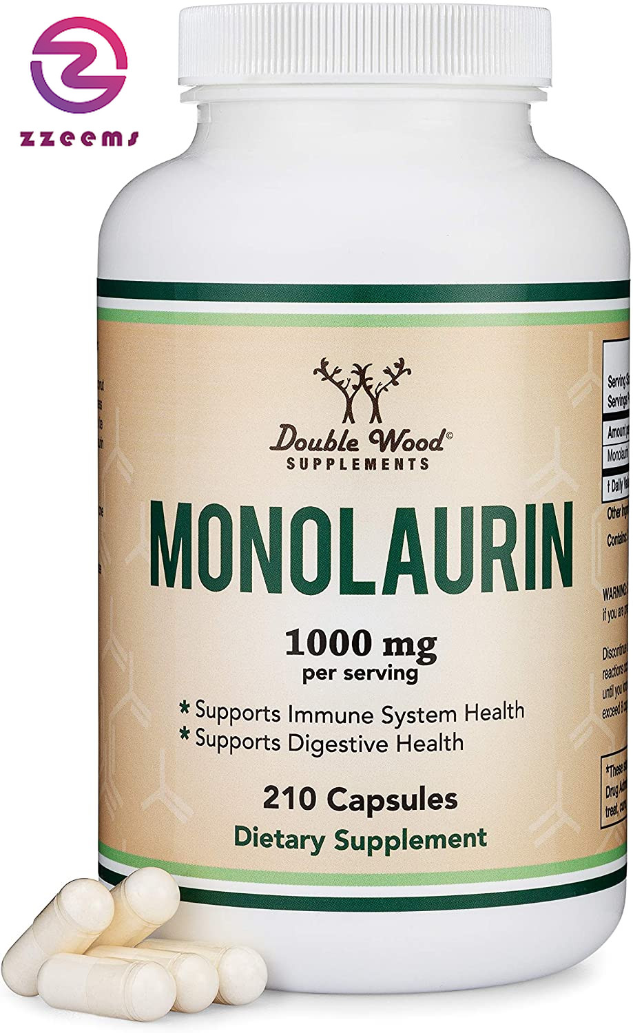 Monolaurin Immune Support Supplement 1,000Mg per Serving, 210 Capsules (Vegan Sa
