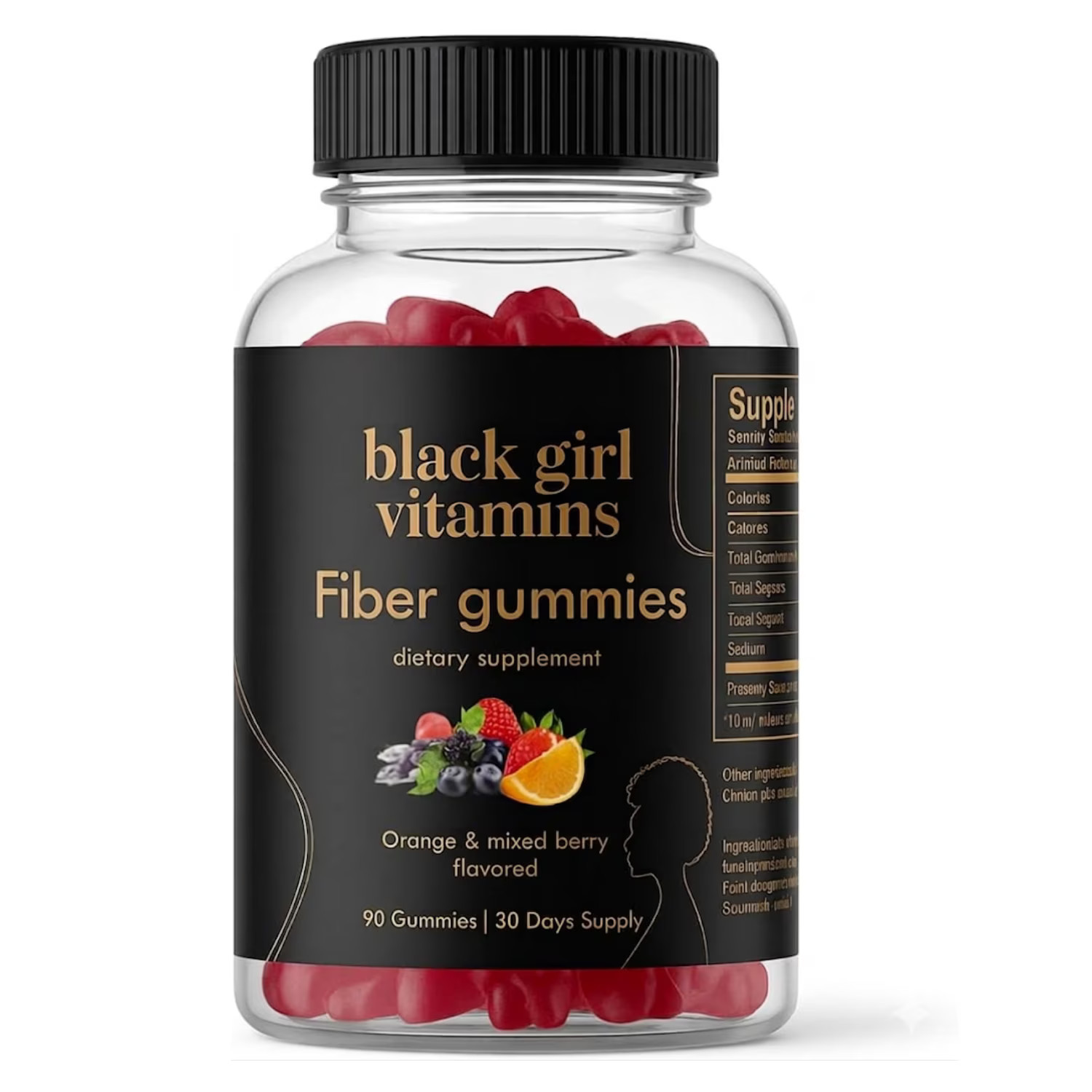 Black Girl Vitamins Prebiotic Fiber Gummies Orange Berry 30 Day Supply