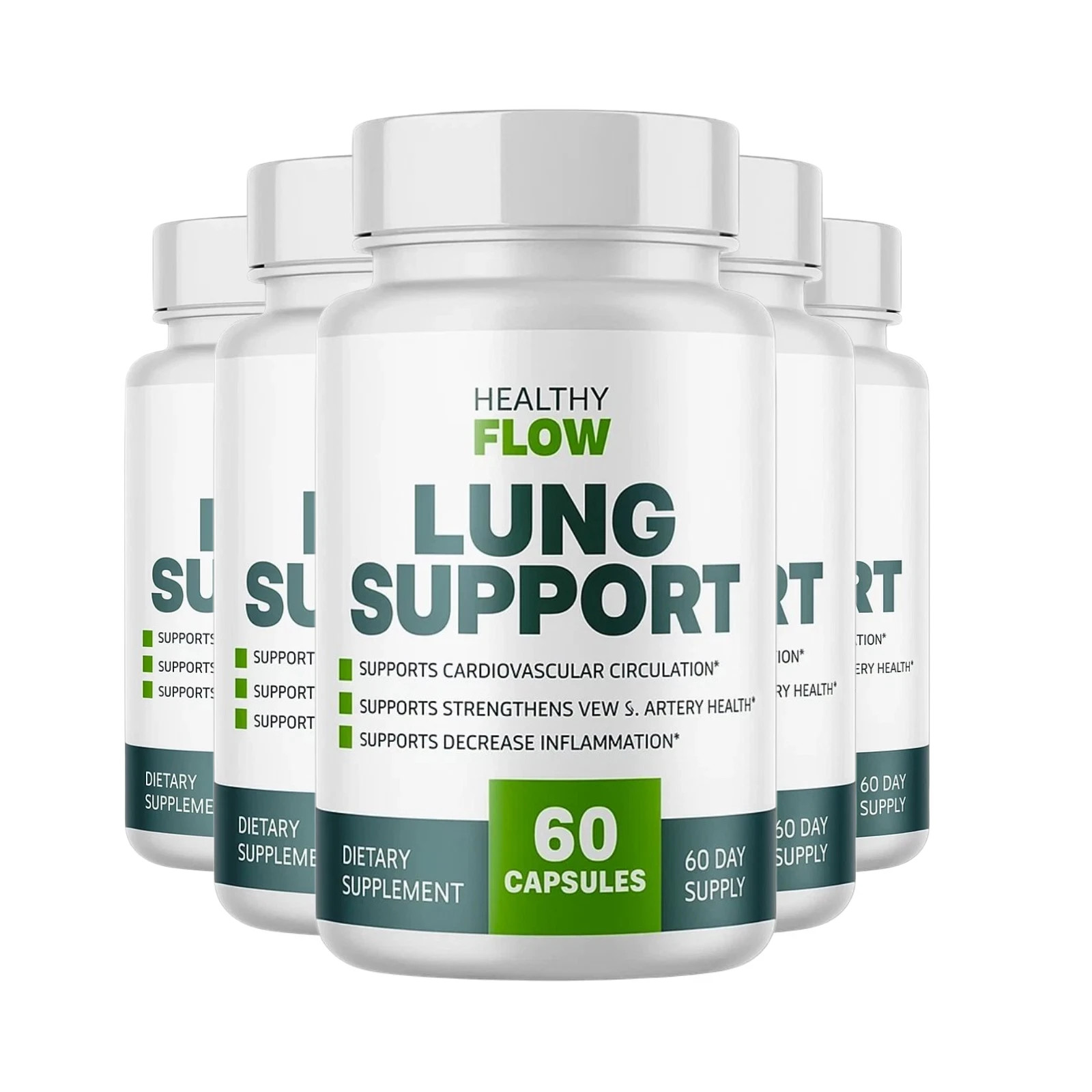 5-Pack Healthy Flow Lung Support – HealthyFlow Supports Lung Health – 300 Caps