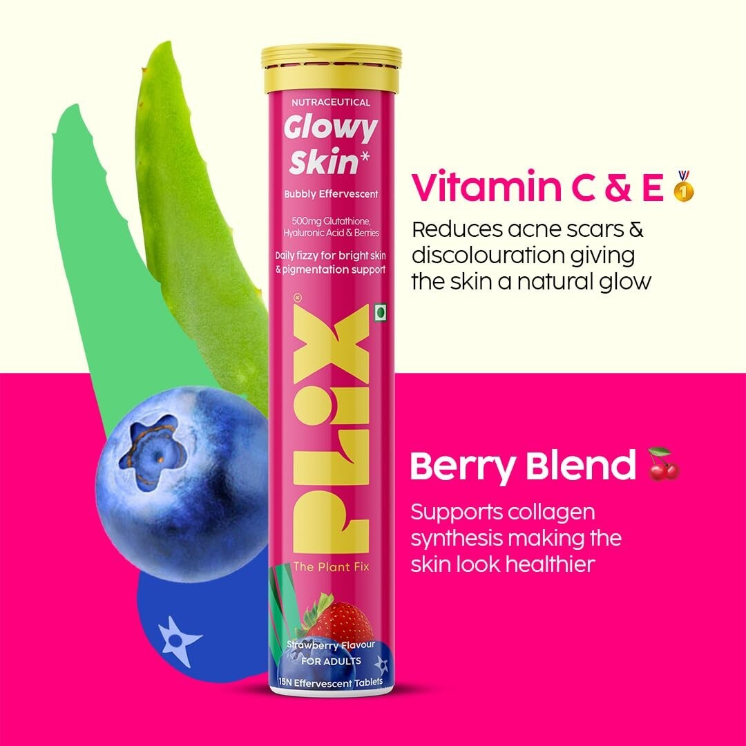 2 X PLIX Skin Glow Glutathione Effervescent Tablets For Clear And Youthful Skin
