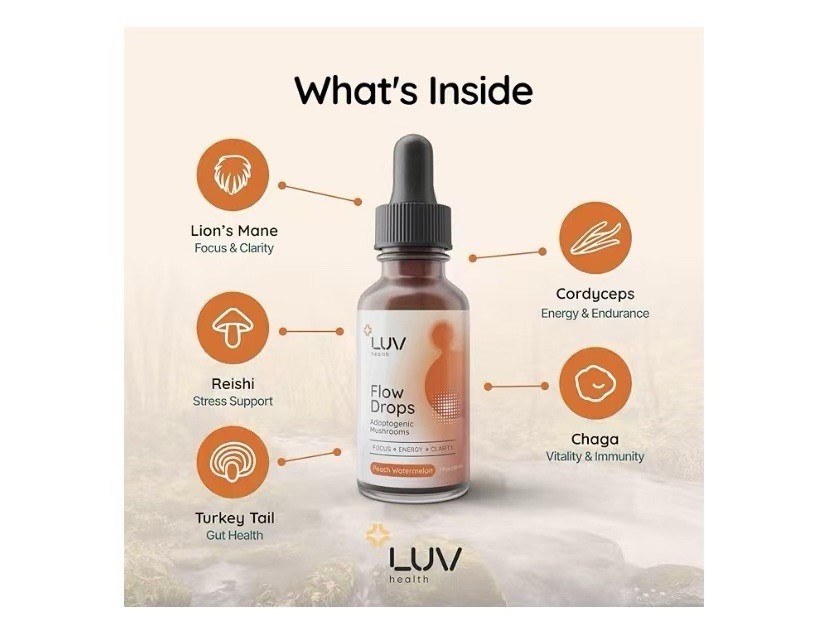 (2-Pack) LUV Health Flow Drops – Health LUV Flow Adaptogen Mushroom Blend Drops