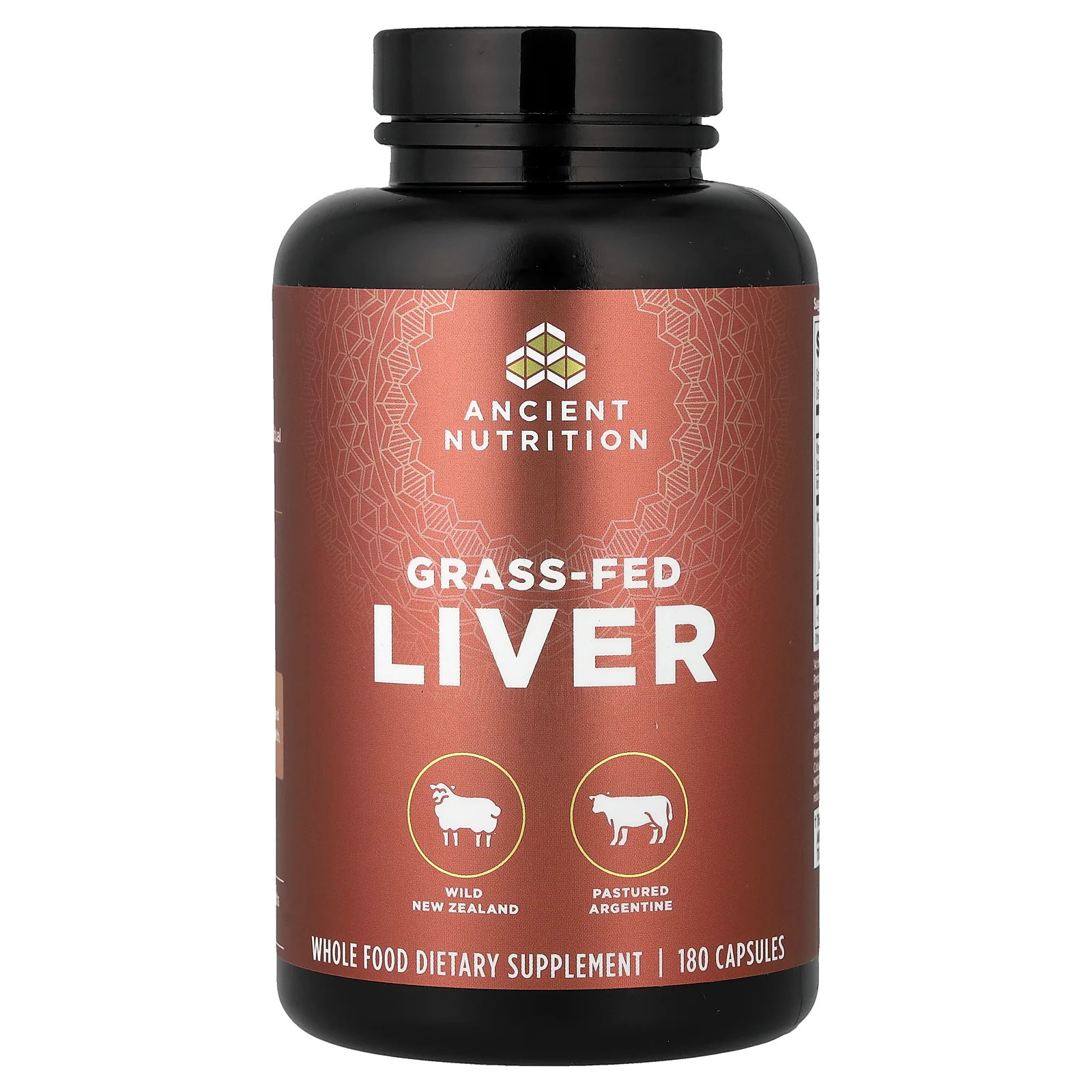 2 X Ancient Nutrition, Grass-Fed Liver, 180 Capsules