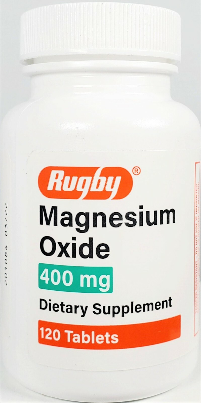 Rugby Magnesium Oxide 400 mg 120 Tablets -Expiration Date 12-2024