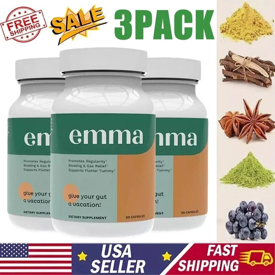 1-3Pack Emma Gut Health Supplement 180 Capsules for Bloating Relief & Leaky Gut