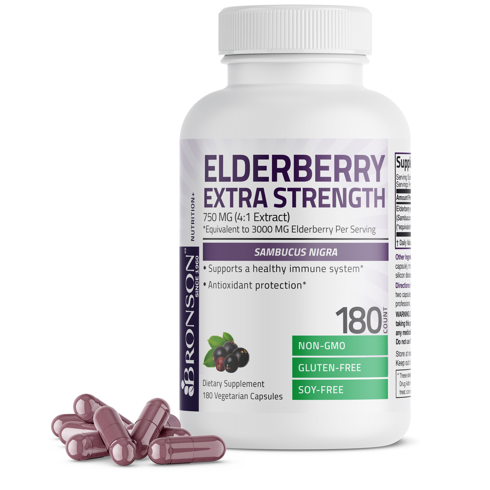 Elderberry Extra Strength 3000 MG with Sambucus Nigra 180 Caps