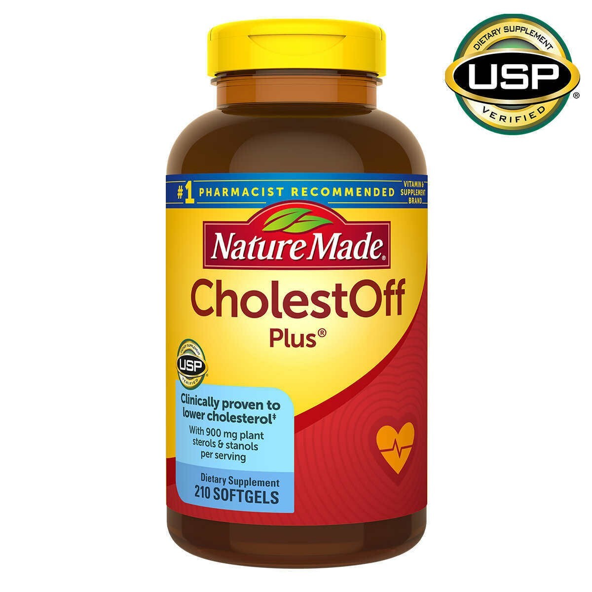 Nature Made CholestOFF Plus 900 mg 210 Softgels Naturally Lower Cholesterol