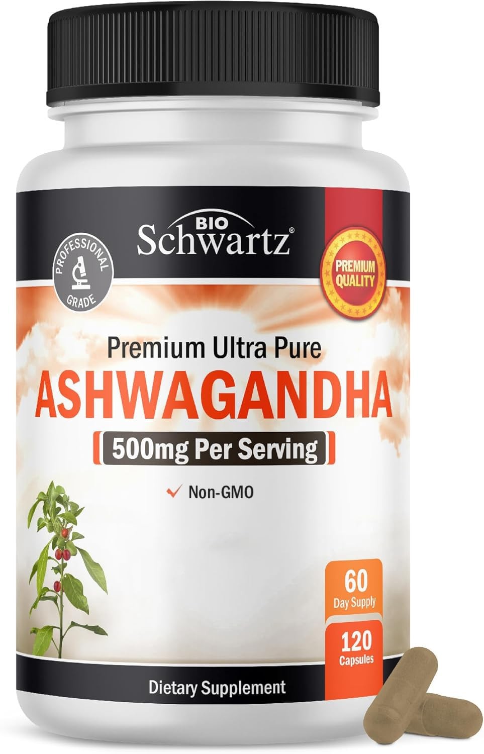 BioSchwartz Ashwagandha Supplements – Extra Strength 120 Count (Pack of 1)